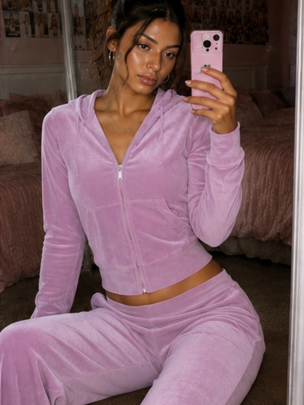 Size S Juicy Couture Velour Tracksuit Smoky Grape Purple set hoodie sweatpants